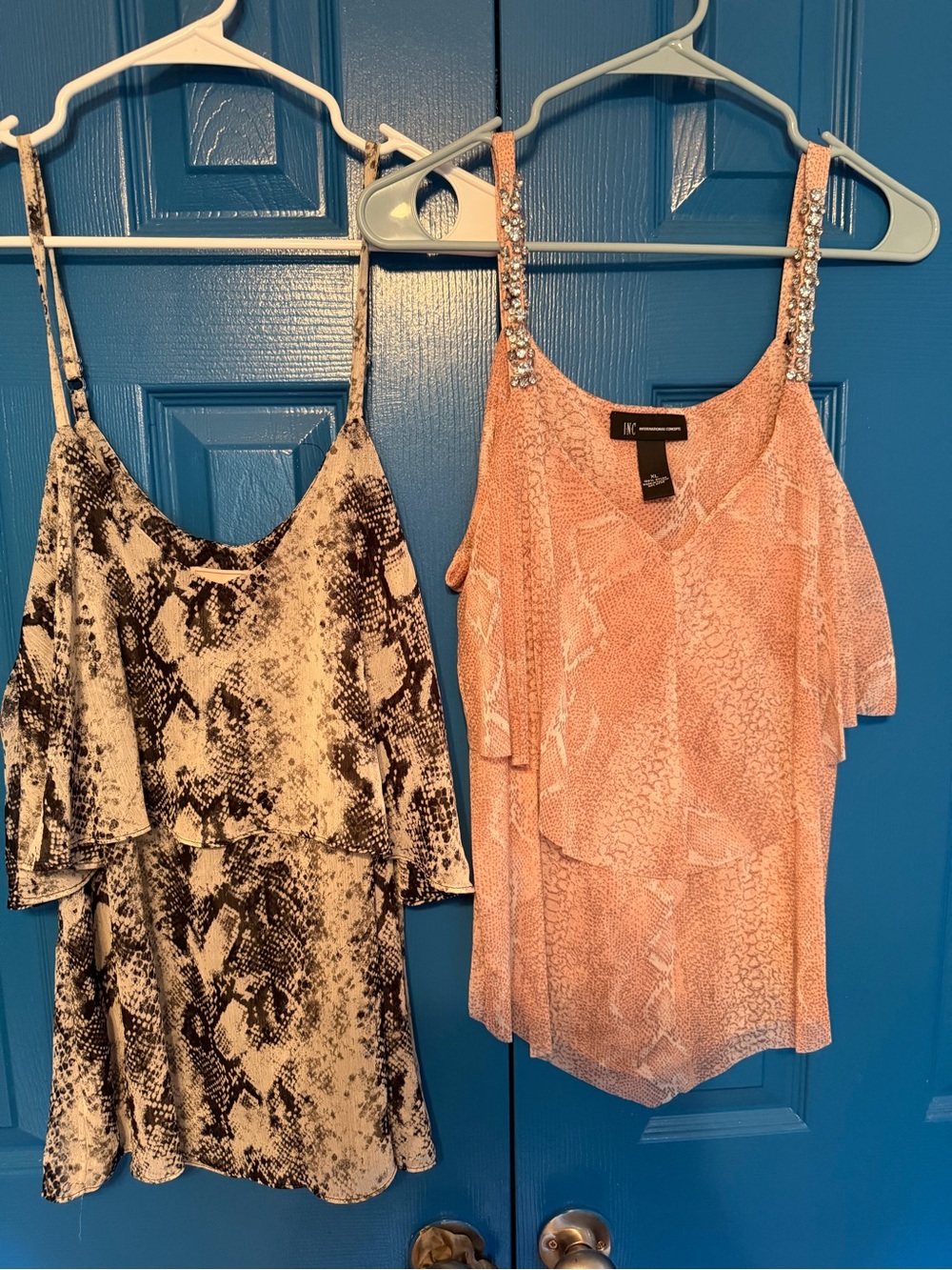 City Chic Pink Snake-Print Cold Shoulder Top with Embellished Straps